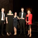 Kim O'Brien (right), director at CPMM Media Group with winners Litherland High School