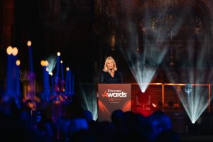 Lesley Martin-Wright, an honoured Educate Awards' judge, on stage
